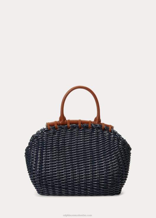 bolso de mano mini cesta de charol mujer marina marina Ralph Lauren 2XR2V5141