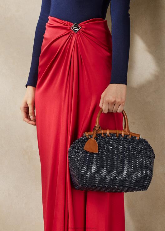 bolso de mano mini cesta de charol mujer marina marina Ralph Lauren 2XR2V5141