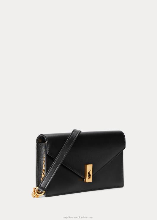 Cartera y bolso de piel con cadena Polo ID mujer negro Ralph Lauren 2XR2V5176