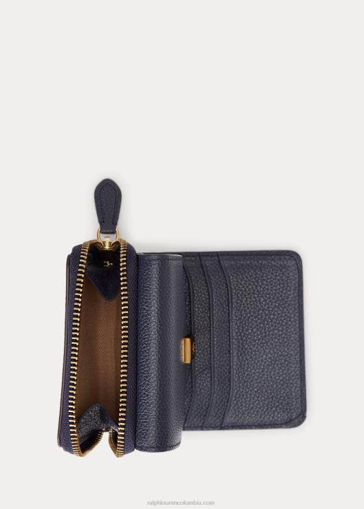cartera compacta de piel polo id mujer azul marino medianoche Ralph Lauren 2XR2V9740