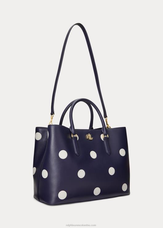 bolso satchel marcy grande de piel con lunares mujer azul marino refinado/vainilla Ralph Lauren 2XR2V5364