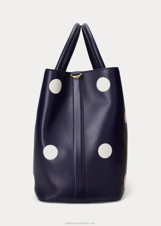 bolso satchel marcy grande de piel con lunares mujer azul marino refinado/vainilla Ralph Lauren 2XR2V5364