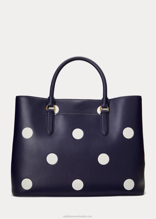 bolso satchel marcy grande de piel con lunares mujer azul marino refinado/vainilla Ralph Lauren 2XR2V5364