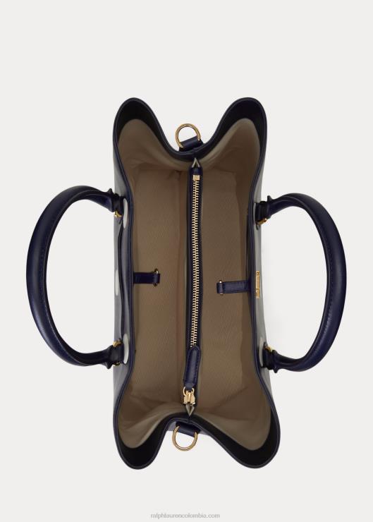 bolso satchel marcy grande de piel con lunares mujer azul marino refinado/vainilla Ralph Lauren 2XR2V5364