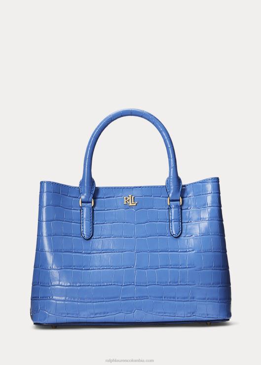 bolso satchel marcy mediano de piel repujada mujer azul nueva inglaterra Ralph Lauren 2XR2V5457
