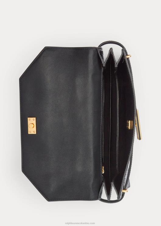 bolso satchel polo id de piel repujada de cocodrilo mujer negro Ralph Lauren 2XR2V5184