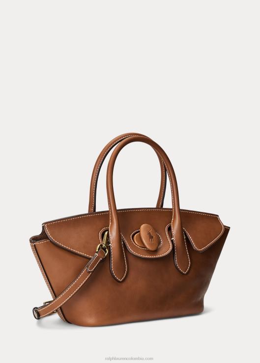 satchel bellport mediano de piel encerada mujer Cuoio Ralph Lauren 2XR2V5230