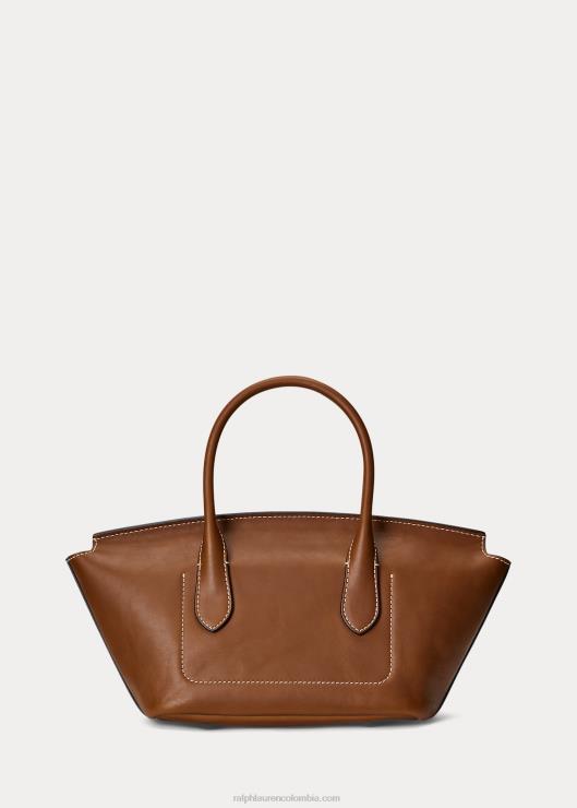 satchel bellport mediano de piel encerada mujer Cuoio Ralph Lauren 2XR2V5230