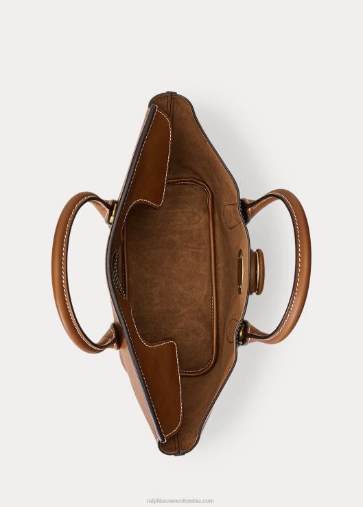 satchel bellport mediano de piel encerada mujer Cuoio Ralph Lauren 2XR2V5230