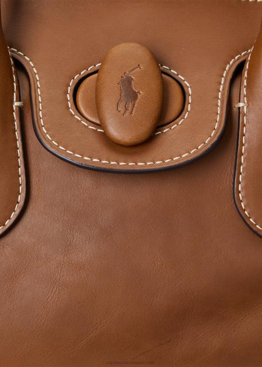 satchel bellport mediano de piel encerada mujer Cuoio Ralph Lauren 2XR2V5230
