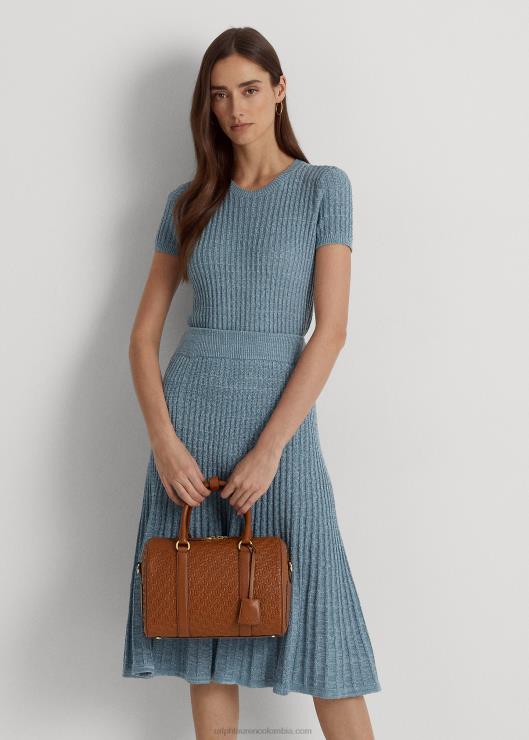 satchel kaden mediano de piel grabada mujer bronceado/pulido Ralph Lauren 2XR2V5416