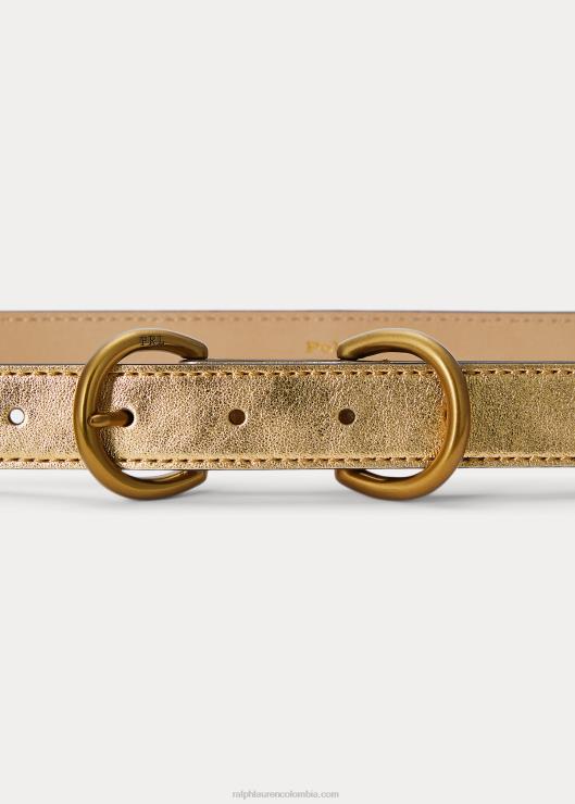 cinturón con doble anilla en D de piel metalizada mujerRalph Lauren 2XR2V9735