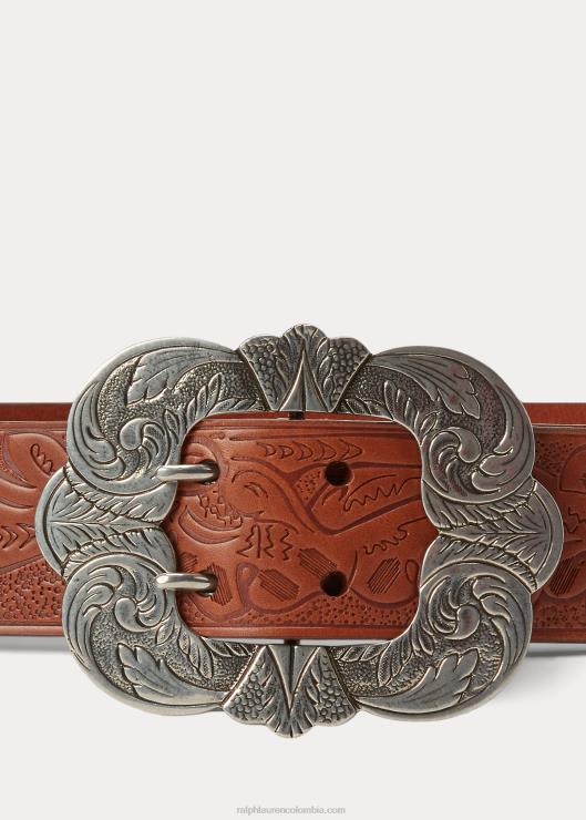 cinturón de piel vachetta trabajado a mano mujer oro real Ralph Lauren 2XR2V5477
