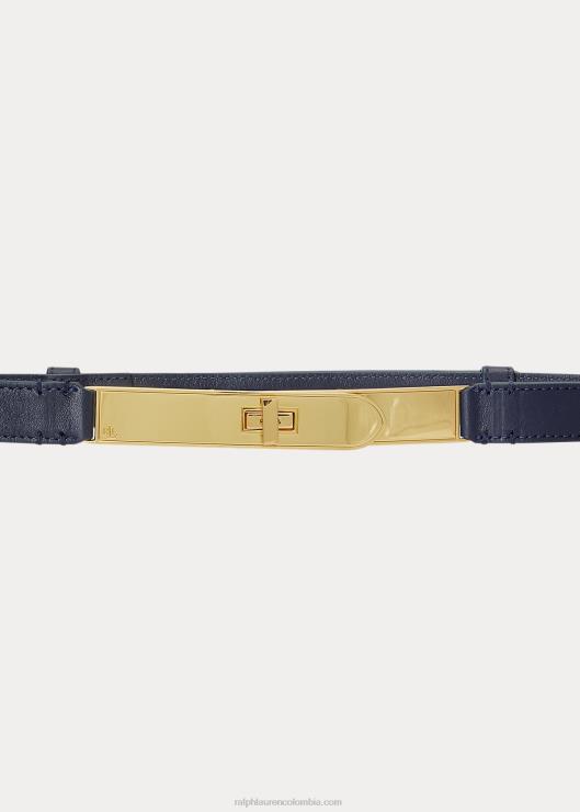 cinturón fino con cierre giratorio mujer azul marino refinado Ralph Lauren 2XR2V4926