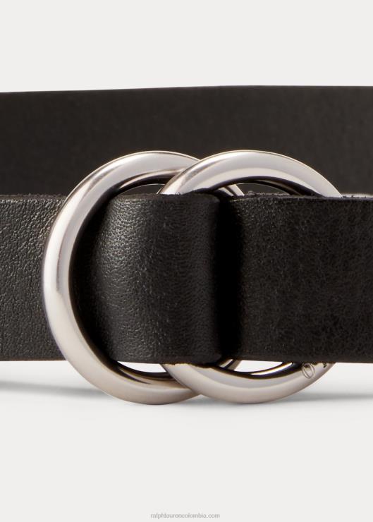 cinturón fino de cuero con o-ring mujer negro Ralph Lauren 2XR2V5472