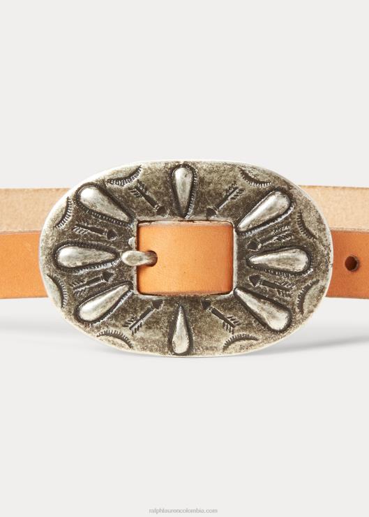 cinturón fino de piel con hebilla mujer natural Ralph Lauren 2XR2V5467