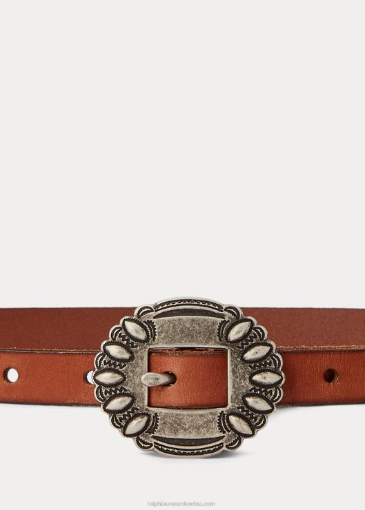 cinturón fino de piel de becerro mujer Cuoio Ralph Lauren 2XR2V5462