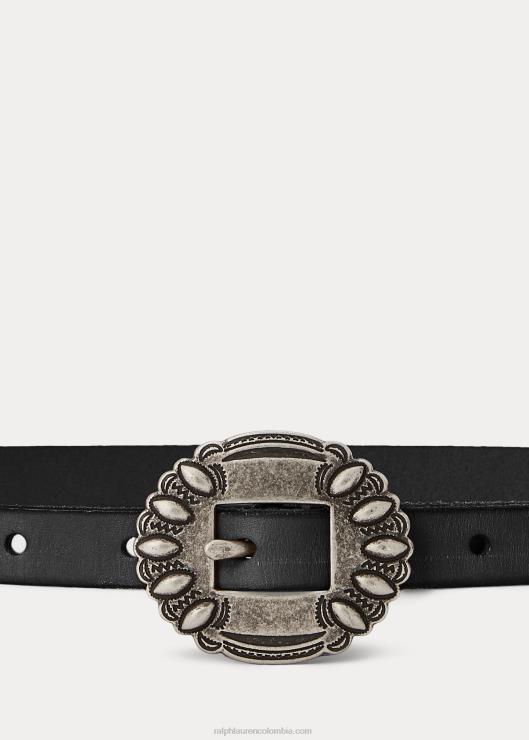 cinturón fino de piel de becerro mujer negro Ralph Lauren 2XR2V5463