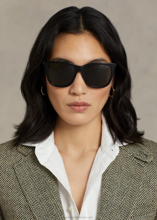 las gafas de sol wayfarer de polo mujer negro brillante Ralph Lauren 2XR2V5539