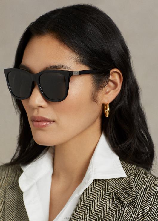 las gafas de sol wayfarer de polo mujer negro brillante Ralph Lauren 2XR2V5539