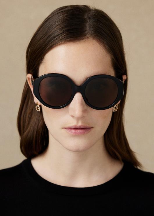 lentes de sol antibes con estribo mujer negro brillante Ralph Lauren 2XR2V5602