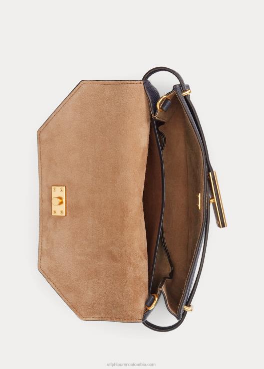 bolso de mano polo id de piel mujer azul marino medianoche Ralph Lauren 2XR2V5179