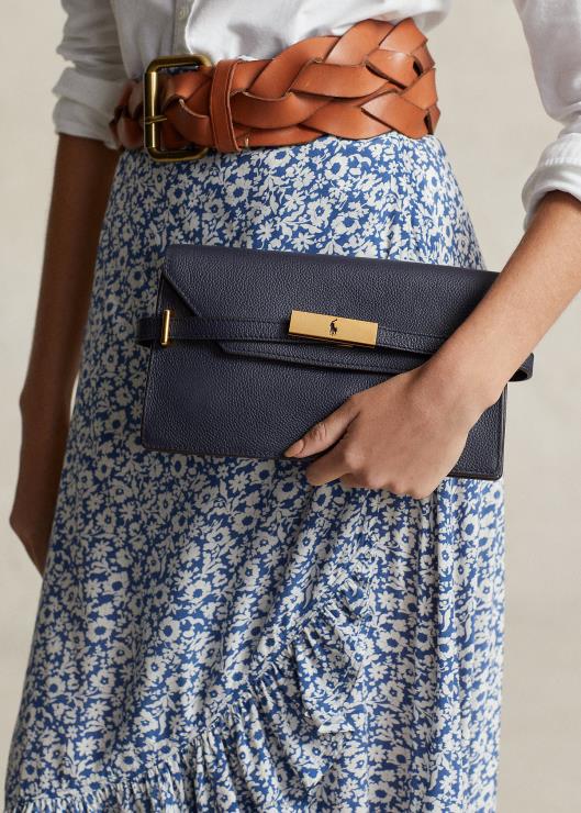 bolso de mano polo id de piel mujer azul marino medianoche Ralph Lauren 2XR2V5179