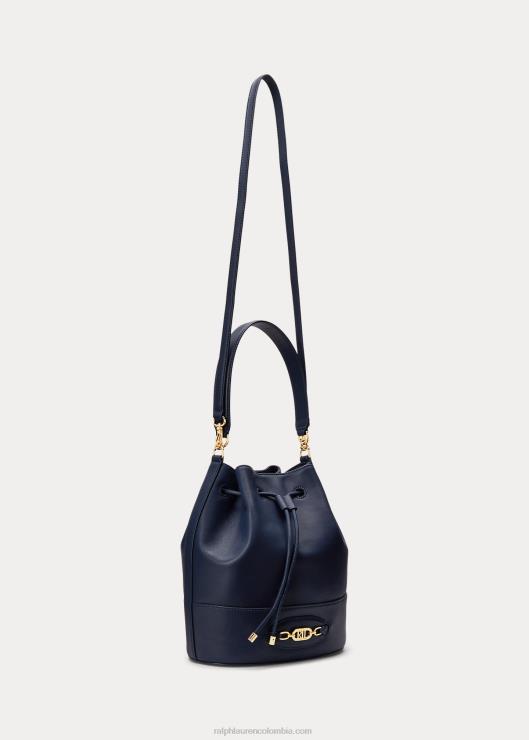 bolso andie grande de cuero con cordón mujer azul marino refinado Ralph Lauren 2XR2V5351