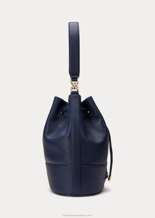 bolso andie grande de cuero con cordón mujer azul marino refinado Ralph Lauren 2XR2V5351