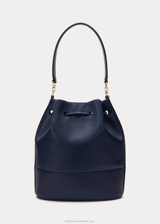 bolso andie grande de cuero con cordón mujer azul marino refinado Ralph Lauren 2XR2V5351