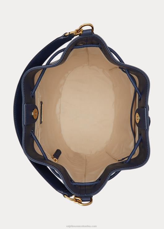bolso andie grande de cuero con cordón mujer azul marino refinado Ralph Lauren 2XR2V5351
