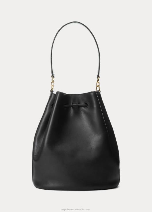 bolso andie grande de cuero con cordón mujer negro Ralph Lauren 2XR2V5452