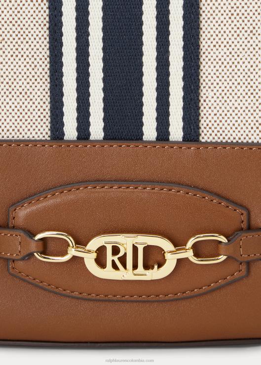 bolso andie grande de lona con cordón mujer raya marrón/azul marino Ralph Lauren 2XR2V5348