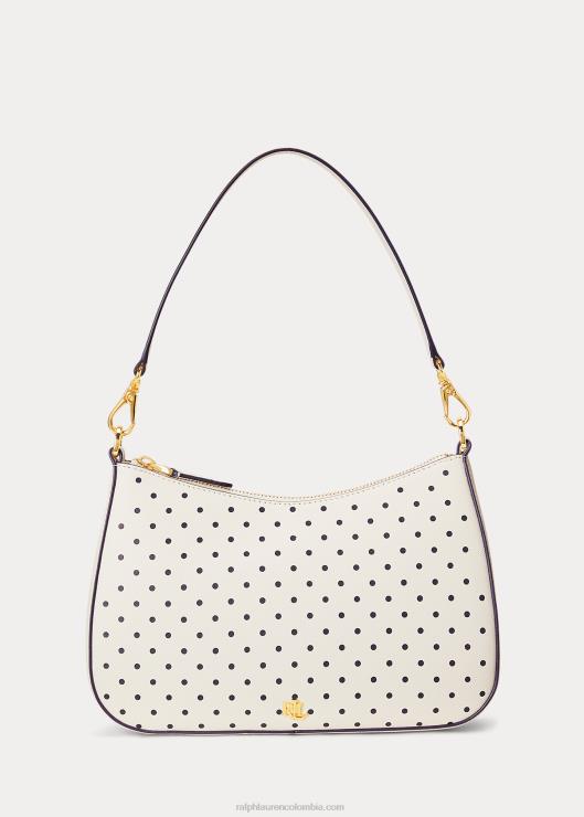 bolso danni mediano de piel con lunares mujer punto azul marino francés/crema Ralph Lauren 2XR2V5338