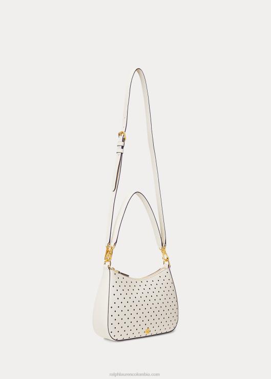 bolso danni mediano de piel con lunares mujer punto azul marino francés/crema Ralph Lauren 2XR2V5338