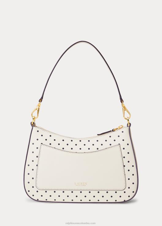 bolso danni mediano de piel con lunares mujer punto azul marino francés/crema Ralph Lauren 2XR2V5338