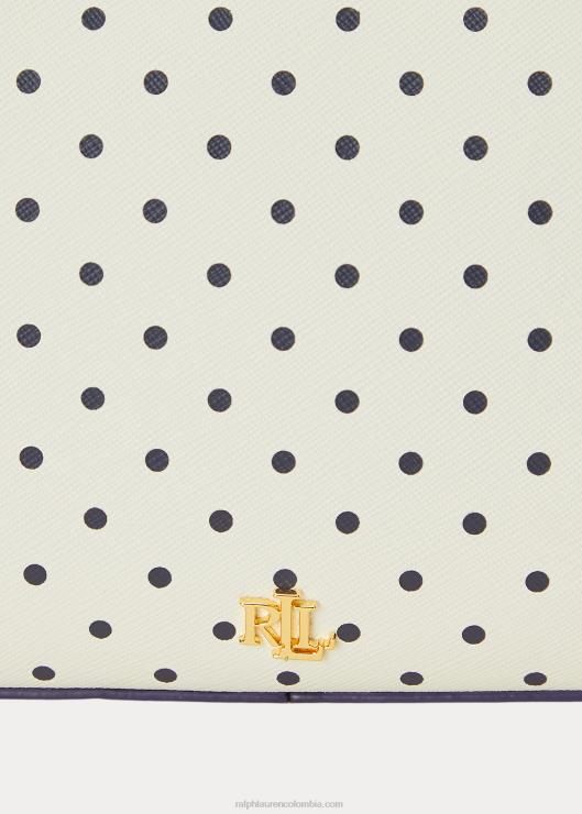 bolso danni mediano de piel con lunares mujer punto azul marino francés/crema Ralph Lauren 2XR2V5338