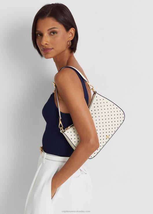 bolso danni mediano de piel con lunares mujer punto azul marino francés/crema Ralph Lauren 2XR2V5338