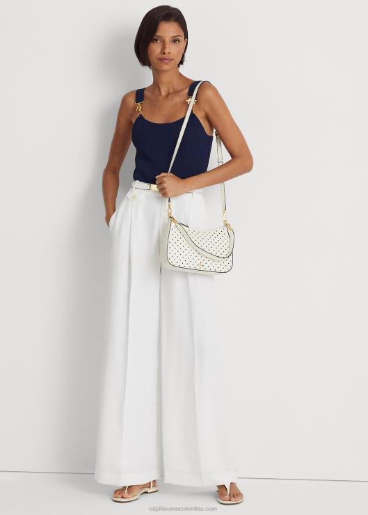 bolso danni mediano de piel con lunares mujer punto azul marino francés/crema Ralph Lauren 2XR2V5338