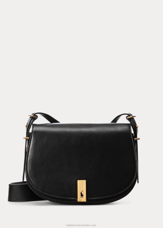 bolso sillín polo id de piel de becerro mujer negro Ralph Lauren 2XR2V5164