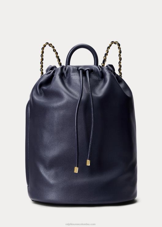 mochila izzie mediana de napa mujer azul marino refinado Ralph Lauren 2XR2V5461