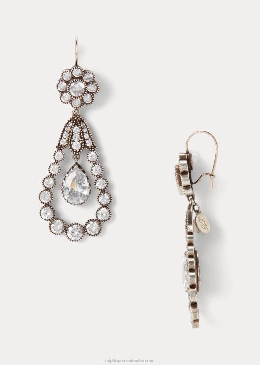 pendientes con cristales en forma de lágrima mujer plata Ralph Lauren 2XR2V5608