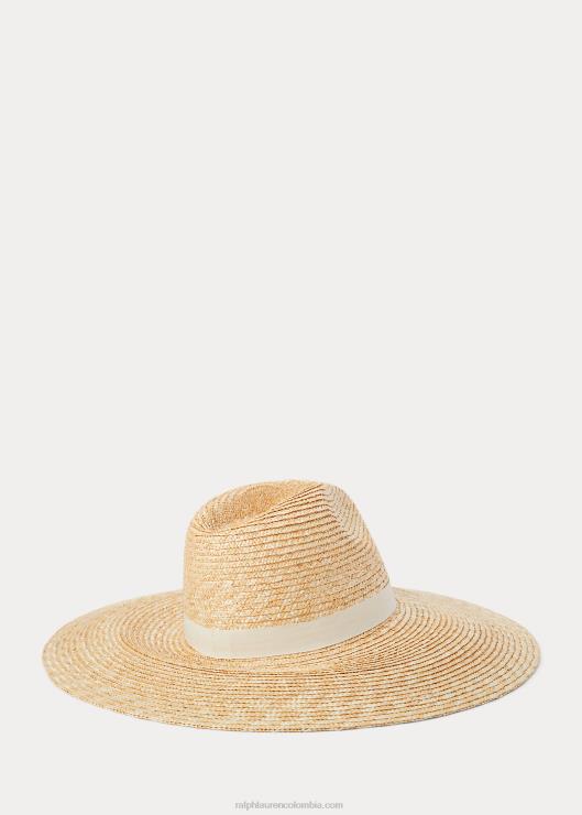 sombrero de paja con logo bordado mujer natural Ralph Lauren 2XR2V5550