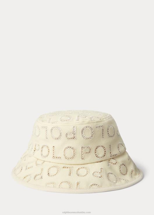 sombrero de pescador con logo bordado mujer crema Ralph Lauren 2XR2V9734