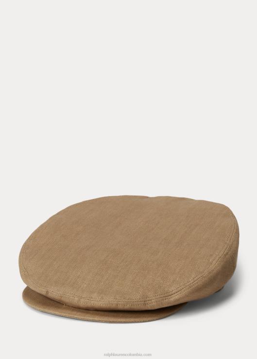 sombrero estilo repartidor de lino metalizado mujer aceituna/champán Ralph Lauren 2XR2V5476