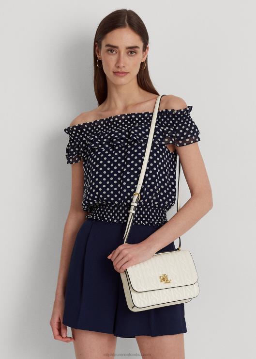 bolso sophee mediano de napa acolchada mujer vainilla/azul marino refinado Ralph Lauren 2XR2V5380