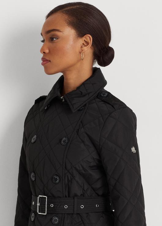 chaquetón acolchado con rombos y cinturón mujer negro Ralph Lauren 2XR2V4129