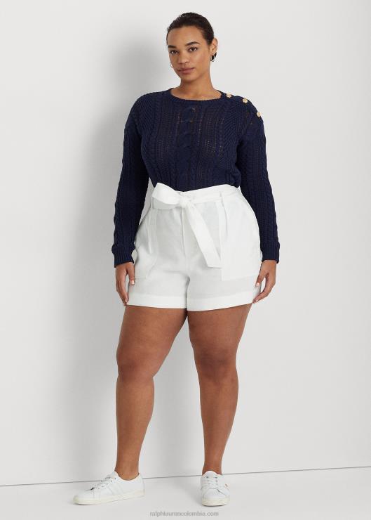 short de lino con cinturón mujer blanco Ralph Lauren 2XR2V4660