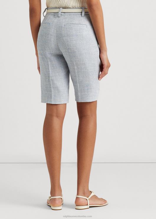 short en mezcla de lino mujer azul claro/crema multicolor Ralph Lauren 2XR2V3987