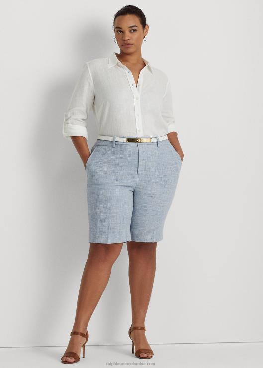 short en mezcla de lino mujer azul/crema multicolor Ralph Lauren 2XR2V4600